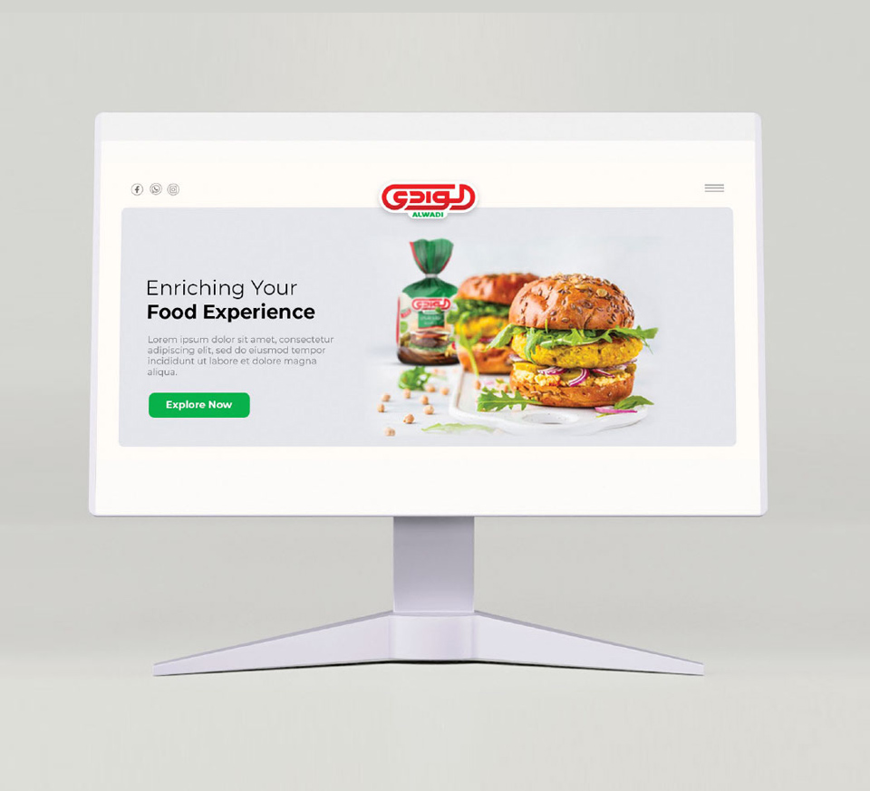 Al Wadi Food Website Design, The leading frozen food group in Jordan and GCC - Aimstyle portfolio project
