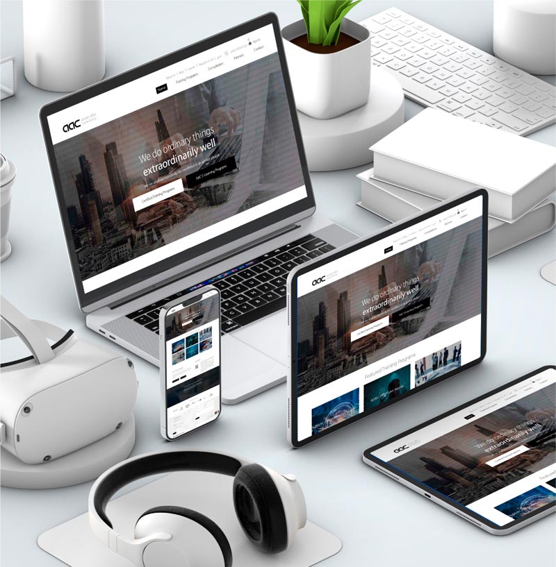 AAC Mena, Your Leadership & ISO Training Partner Full Branding & Website Design - Aimstyle portfolio project